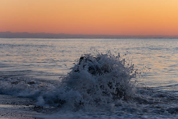 Waves crashing against the rocks