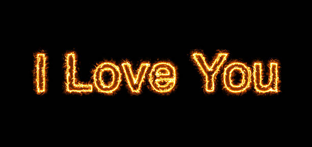 istock Fire Flame Burning I LoveYou Text on Black Background 2254858433