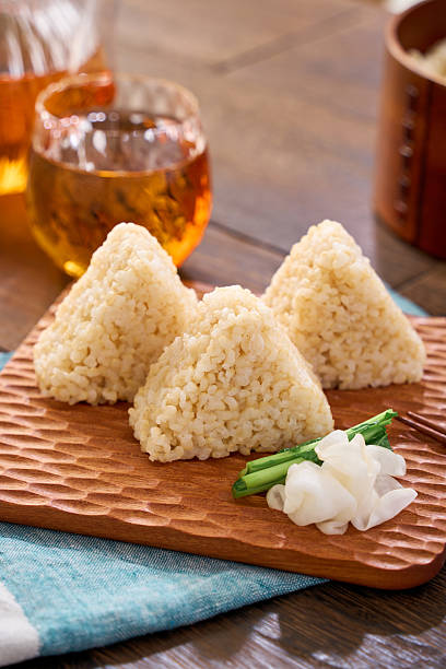 Japanese Brown Rice Onigiri Rice Balls with Pickles