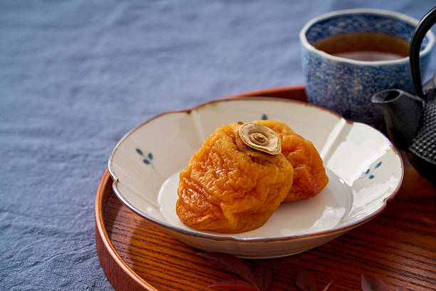 istock Dried Persimmon with Japanese Tea Set 2254859641
