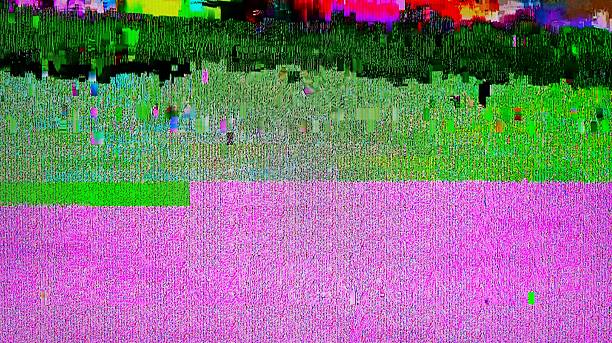 istock TV Static Noise Glitch Distortion Effect - Digital Video signal on modern LCD TV during live transmission 2254860278