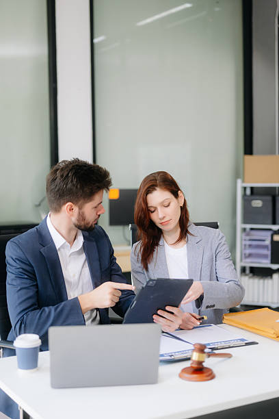 istock Modern lawyer office a professional discussion, legal documents, and teamwork. Perfect 2254862397