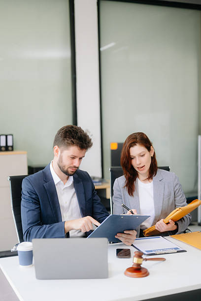 istock Modern lawyer office a professional discussion, legal documents, and teamwork. Perfect 2254862399