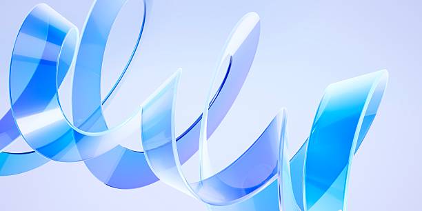 istock Abstract 3D Flowing Glass Ribbon on Light Blue Background 2254865676