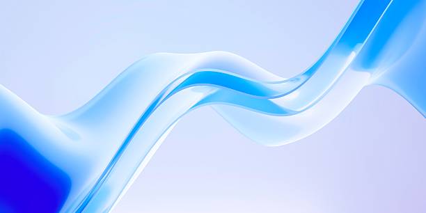 istock Abstract blue glass fluid wave with soft transparency and elegant motion, 3d render 2254865804