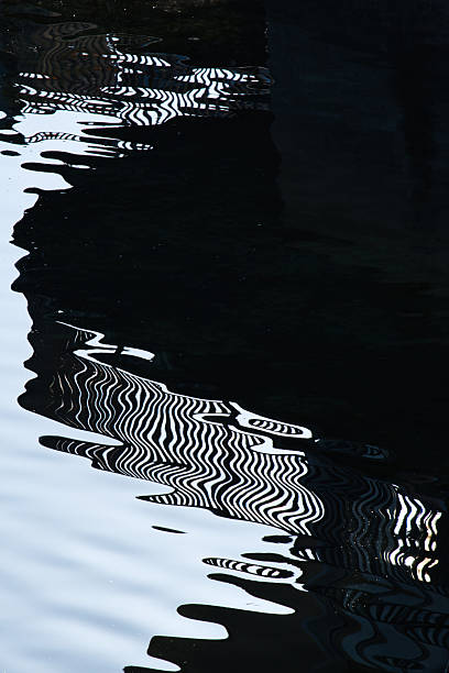 istock Reflection of a railing in rippling water 2254866819