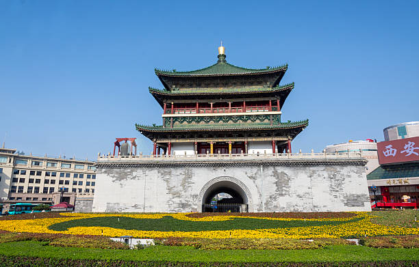Xi'an, China - May 20, 2025: The Bell Tower of Xi'an, a historic landmark located in the center of Xi'an, Shaanxi, China.