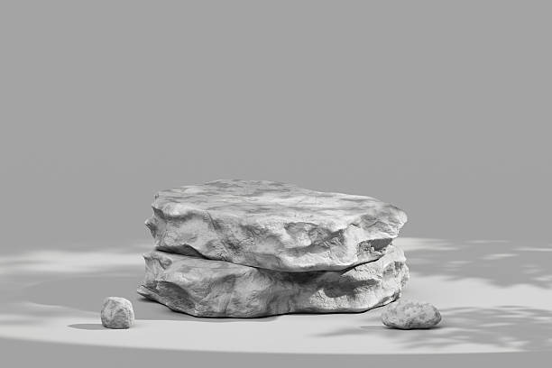 istock Natural Gray Rock Display Podium With Tree Shadow For Organic Product Presentation And Cosmetic Mockup 2254868883