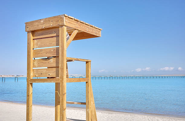 Wooden beach lifeguard tower in Hurgada, Egypt.