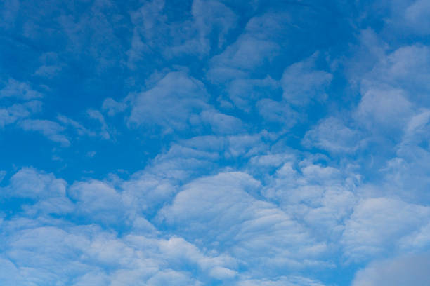 Vibrant Blue Sky with White Clouds in a Beautiful Summer Day
