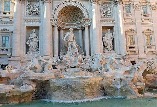fountain trevi rome italy without people and big statues