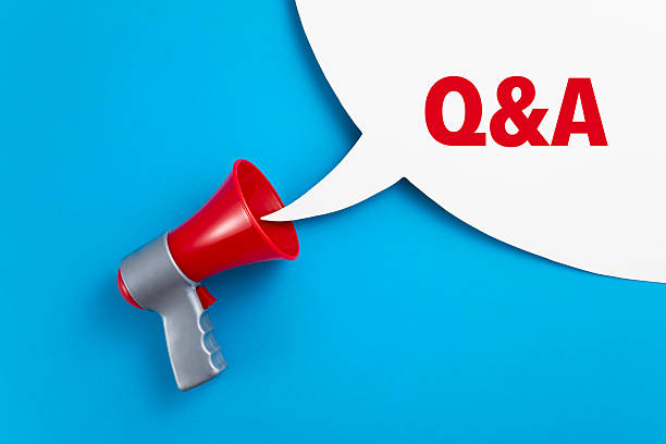 Red megaphone with speech bubble and text on blue background