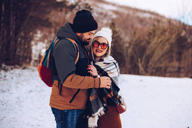 istock Couple embracing during winter mountain hiking trip 2254881992