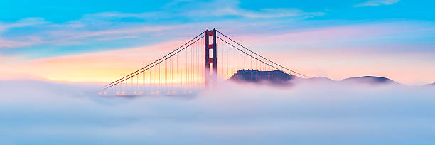 Golden Gate Bridge at Golden Hour Panorama, San Francisco, California