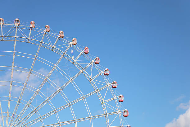 A giant Ferris wheel against blue sky.