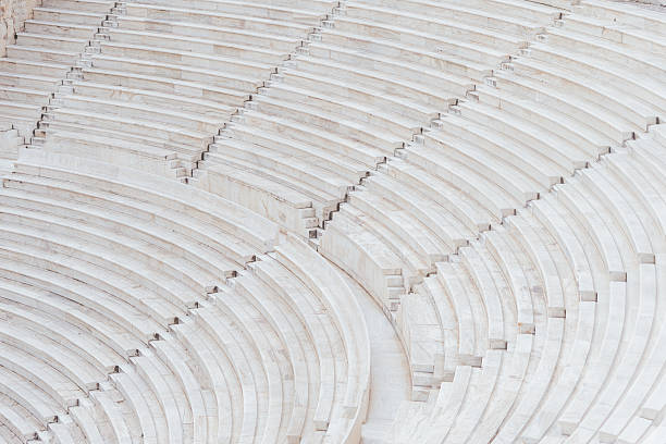 istock Amphitheatre seating and steps in Athens, Greece, ancient architecture marble stone theatre 2254889268