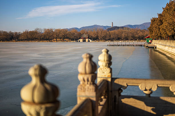 Beijing, China - 6th January 2026 - Distant view of Beijing city Western Hills and jade peak pagoda