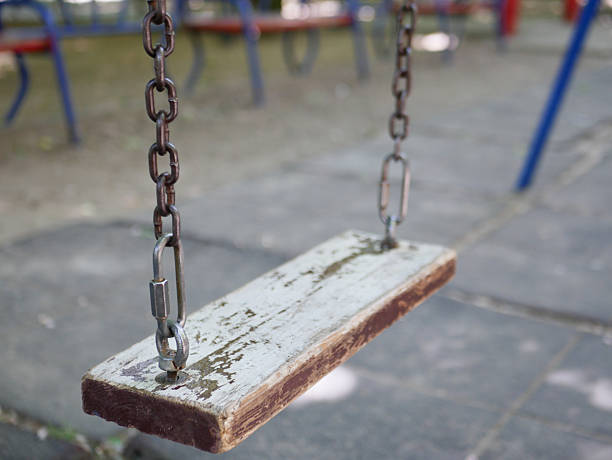 Old wooden swing on a playground