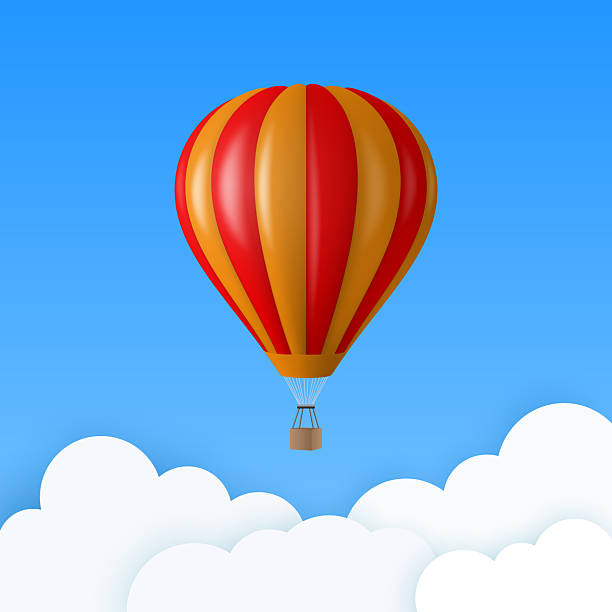 istock Vector Travel Banner with 3d Realistic Red and Orange Hot Air Balloon Icon on a Blue Sky Background. Design Template, Summer Vacation, Travelling, Tourism and Journey Concept 2254897415