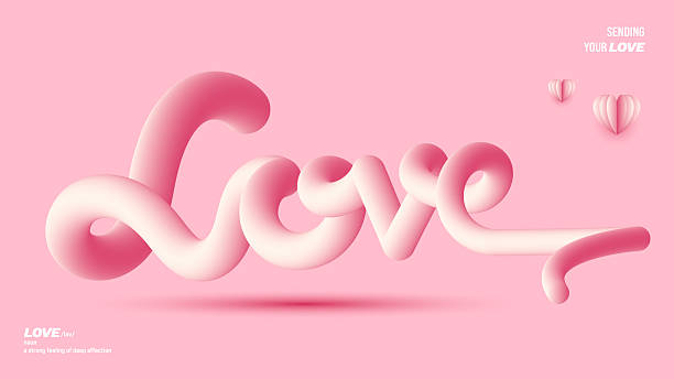 istock Fluid typography love text line with paper cut heart on soft pink background 2254903298
