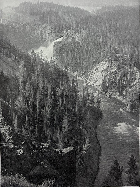 istock Antique illustration - below the Upper Falls in Yellowstone National Park 2254909161
