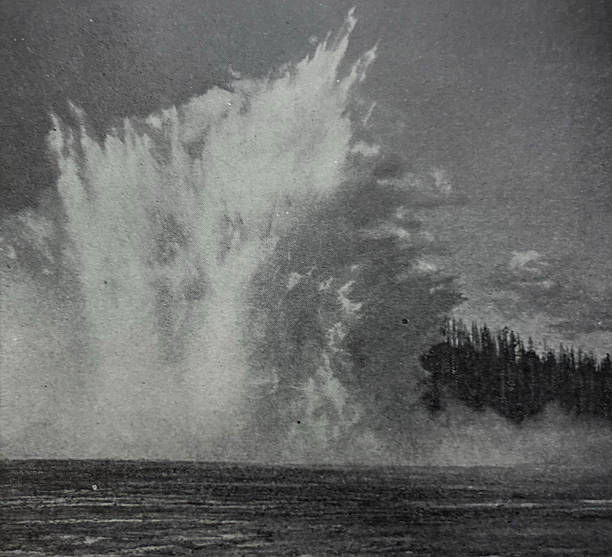 Antique illustration pre 1900 - The Excelsior Geyser - Yellowstone National Park