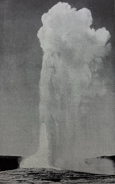 Antique illustration pre 1900 - The Giant Geyser - Yellowstone National Park