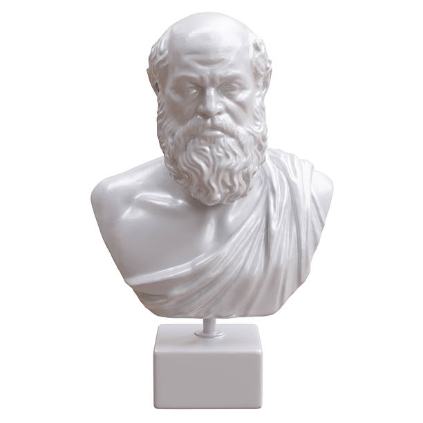 istock Socrates ancient greek philosopher statue, marble bust isolated on white, 3d 2254913051