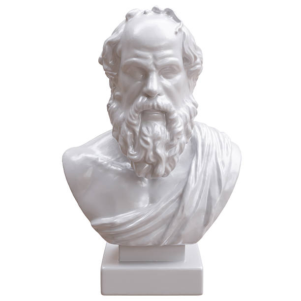 istock Ancient greek philosopher statue, marble bust isolated on white, 3d 2254913057