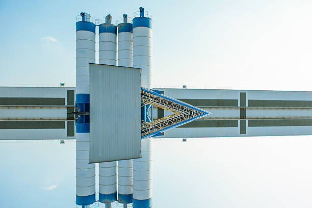 Stone processing factory and aggregate manufacturing plant with heavy industry facilities, representing industrial production, construction materials, engineering supply, and modern manufacturing infrastructure.