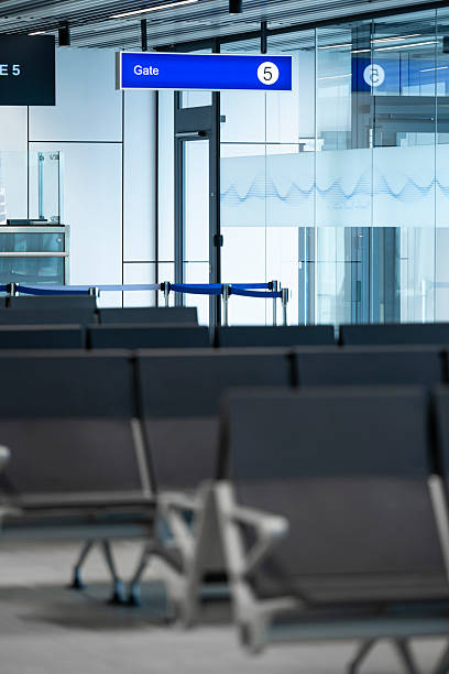 istock Bright Airport Lounge Modern Waiting Area with Panoramic Windows 2254920193