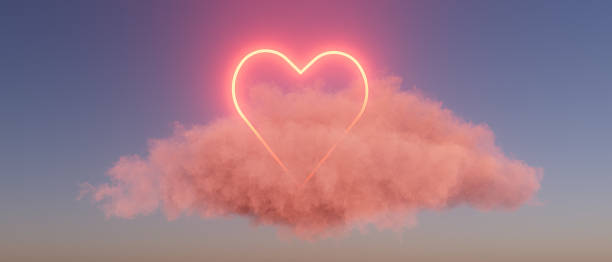 istock Heart shape cloud in pink sky during evening with soft light and clear space 2254920808