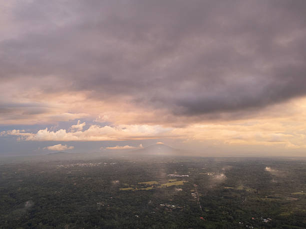 Sunset over Nicaragua nature landscape aerial drone view
