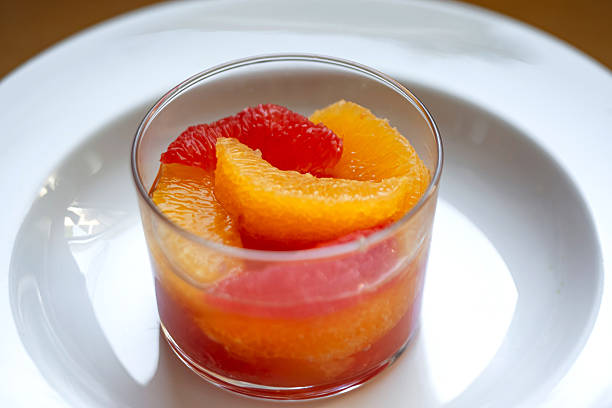 Cut into wedges of freshly peeled fruit