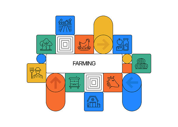 Farming and Agriculture Related Vector Illustration. Farm, Feld, Nature, Farmer, Agricultural, Harvest, Plant, Growth