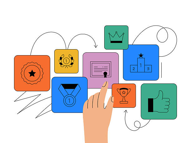 Award and Prize Related Vector Illustration. Success, Achievement, Incentive, Winning, Ceremony.