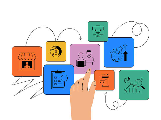Business Related Vector Illustration. Collaboration, Cooperation, Innovation, Strategy, Marketing, Efficiency.