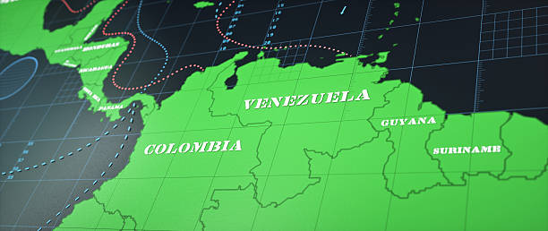 istock Plain colored map focused on the country of Venezuela 2254930088