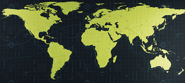 istock Plain green outline map of the whole world 2254930221