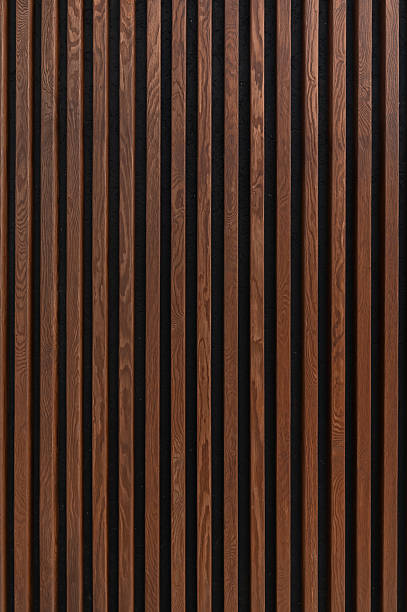 Wooden brown slats on the wall