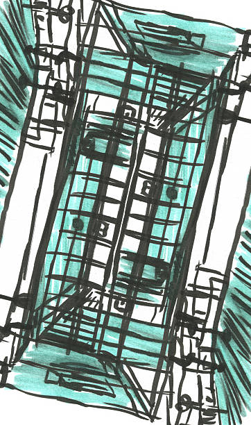 istock Chaotic felt-tip pen lines. Black and green expressive illustration for the background 2254932723