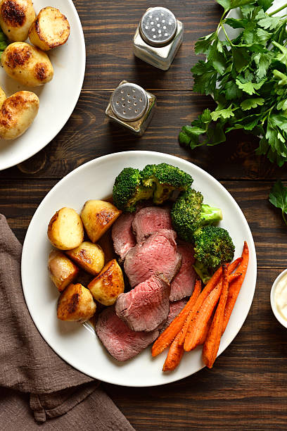 Traditional Sunday roast beef with vegetables