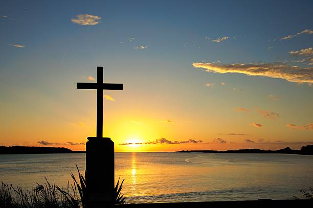 istock Cross Left Side At Foxton Beach River Bay Sunset In Background 2254942588