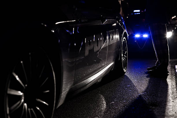 Padua, Italy - December 28, 2025. Italian Police in Padua during night security activity. Alfa Romeo \