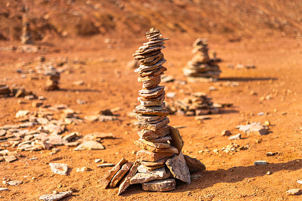 Stack of stones on the sand.