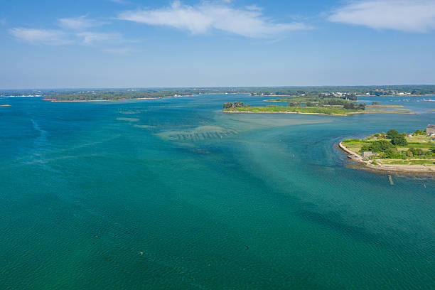 istock Turquoise estuary and green islets, Etel aerial 2254946393