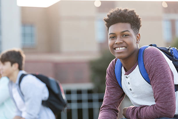 istock Smiling young African-American boy with a backpack, ready for school 2254947702