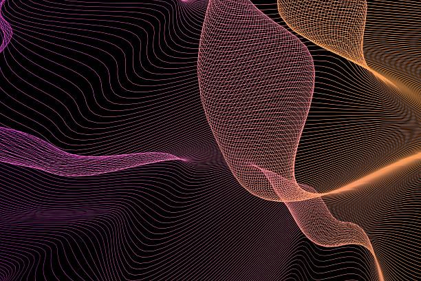 Colorful Abstract Flowing Waves on Black Background