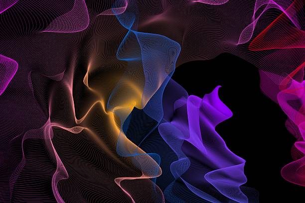 istock Colorful Abstract Flowing Waves on Black Background 2254952245
