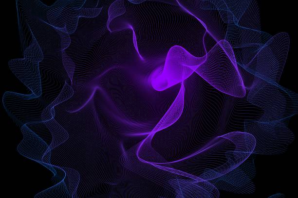 Colorful Abstract Flowing Waves on Black Background